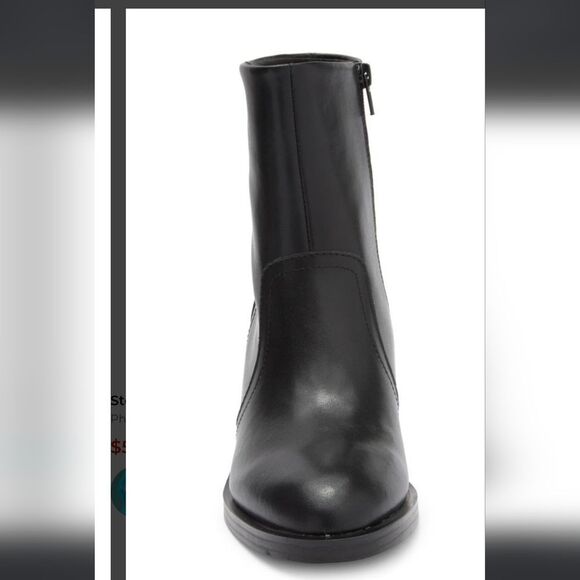 Steve Madden Phillie Womens Black Leather Block Heel Almond Toe Ankle Boot NWOB - Picture 13 of 14